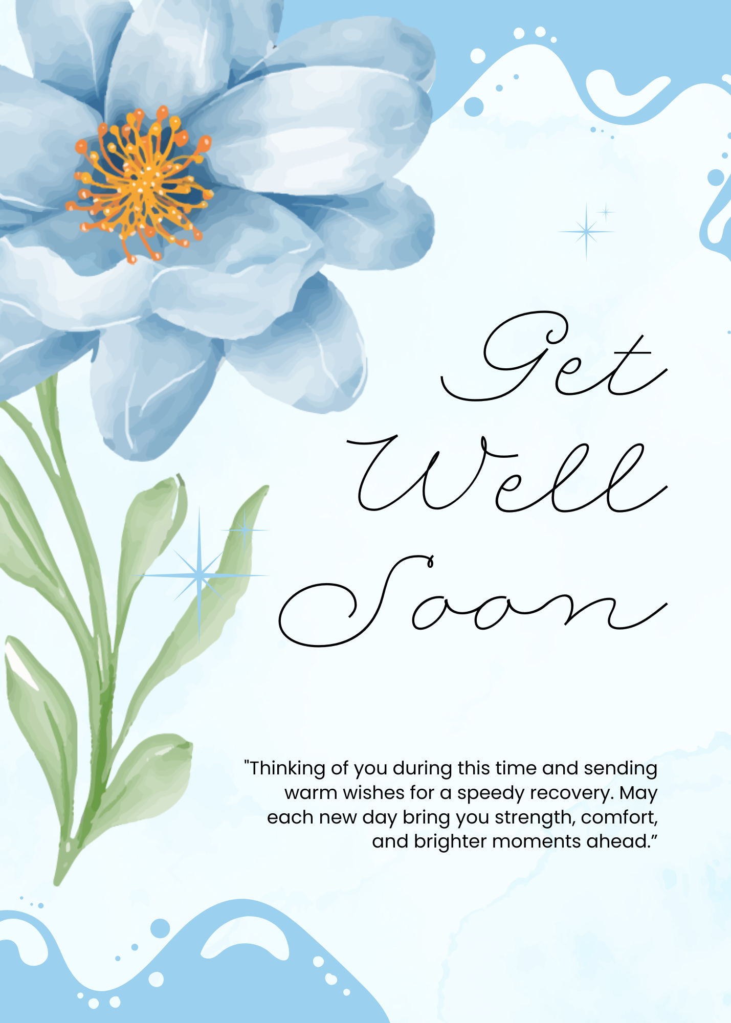 Blue Floral Get Well Soon