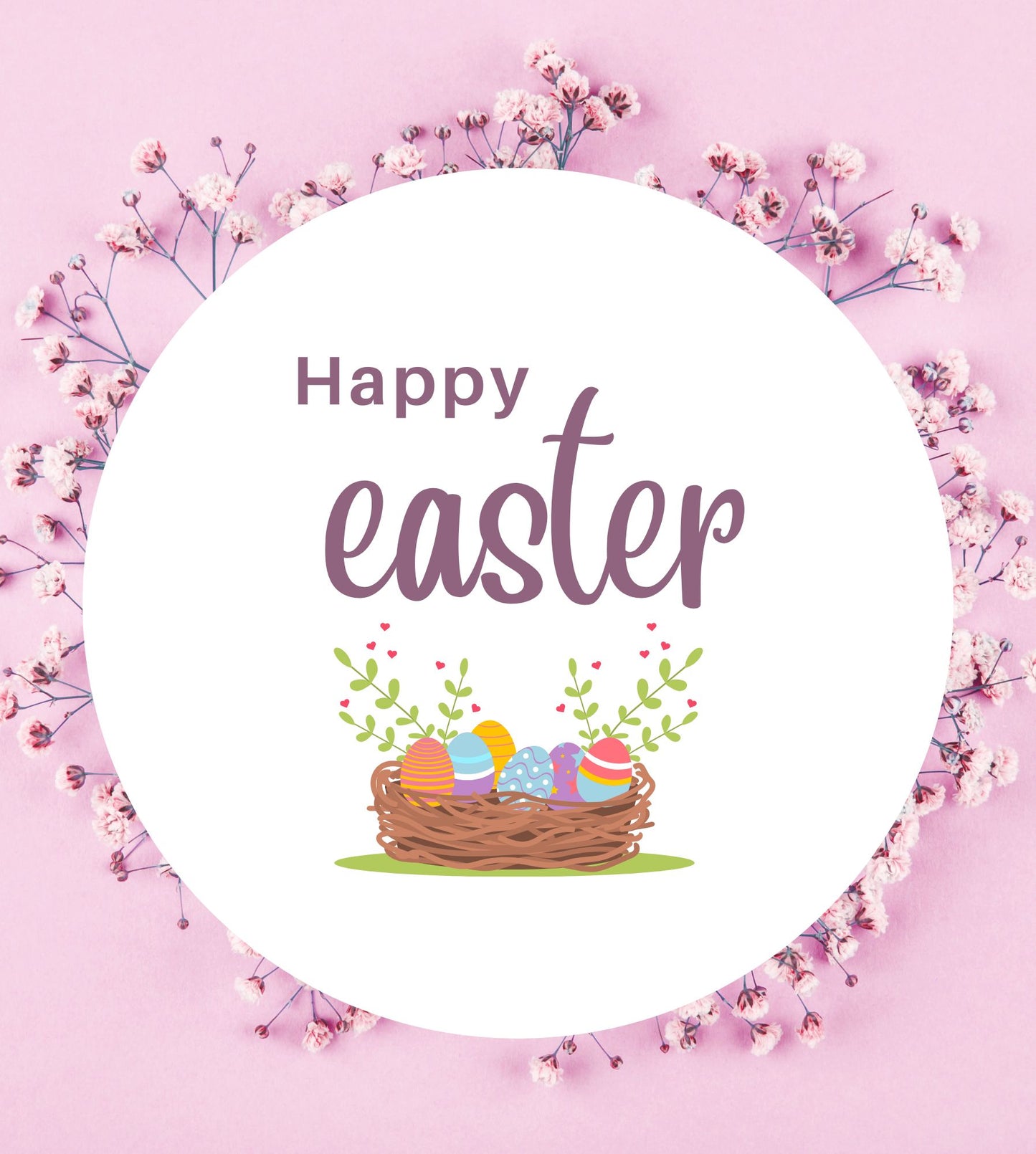 Pink Floral Happy Easter