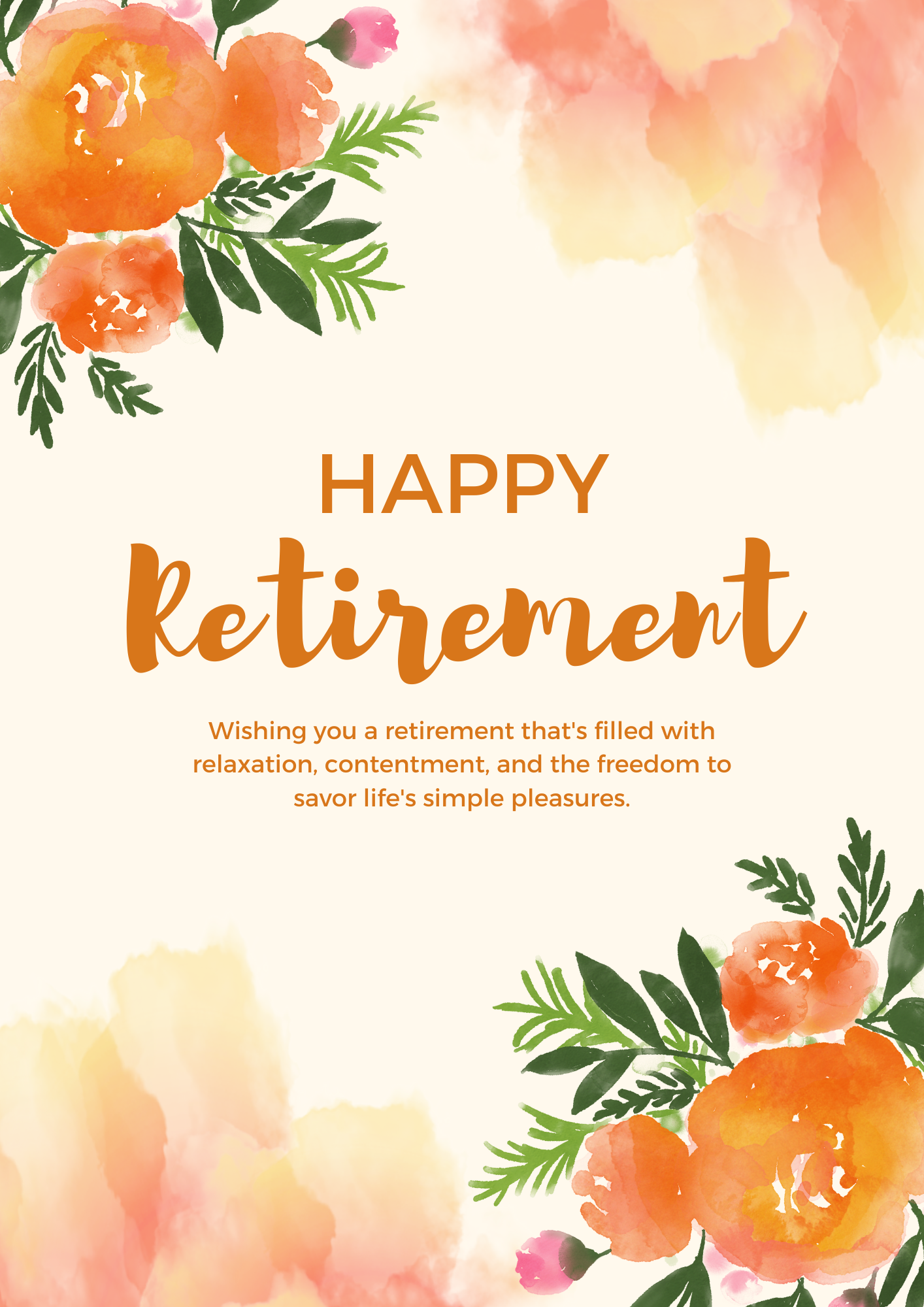 Happy Retirement Orange Florals
