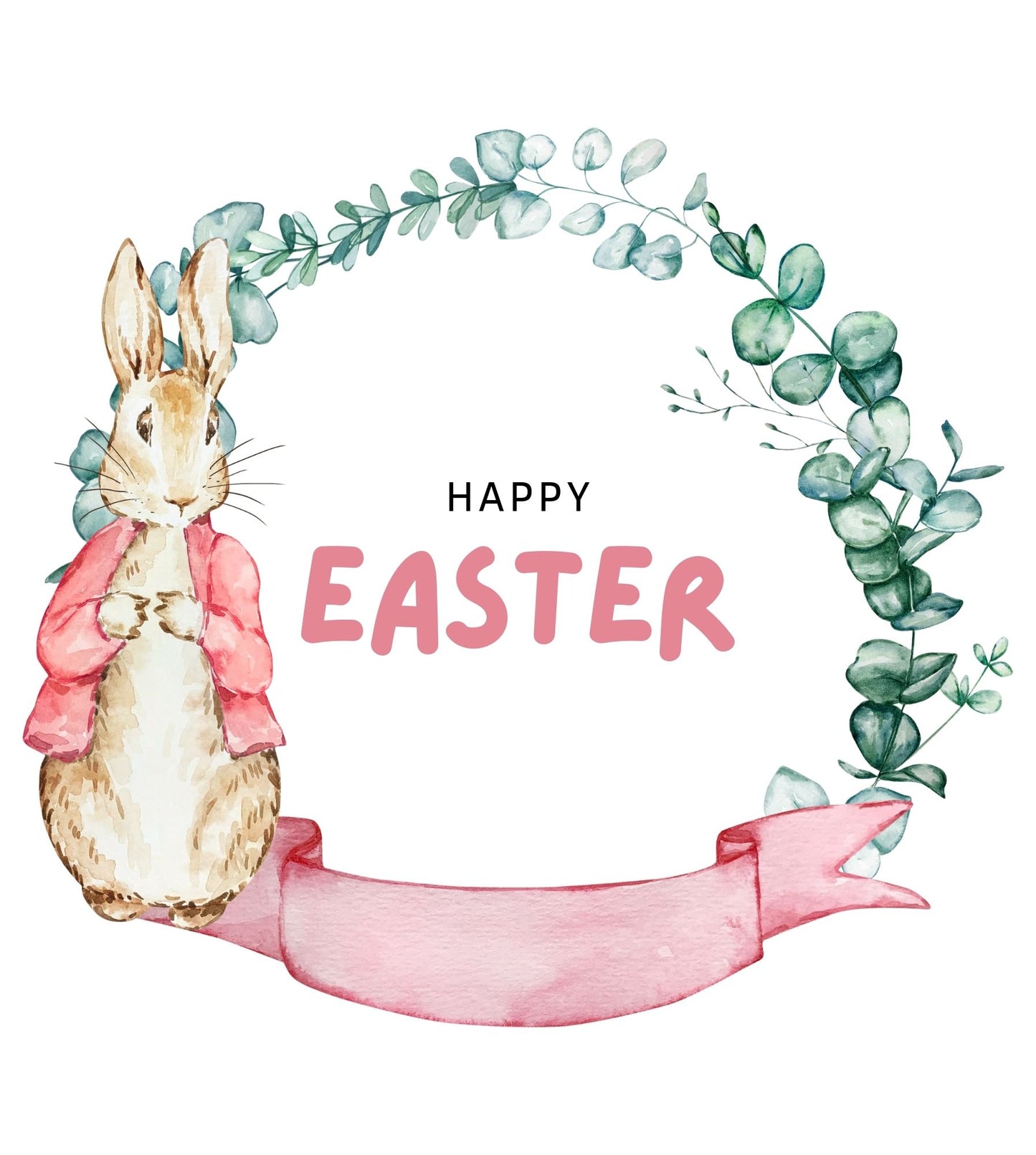 Watercolour Bunny & Wreath