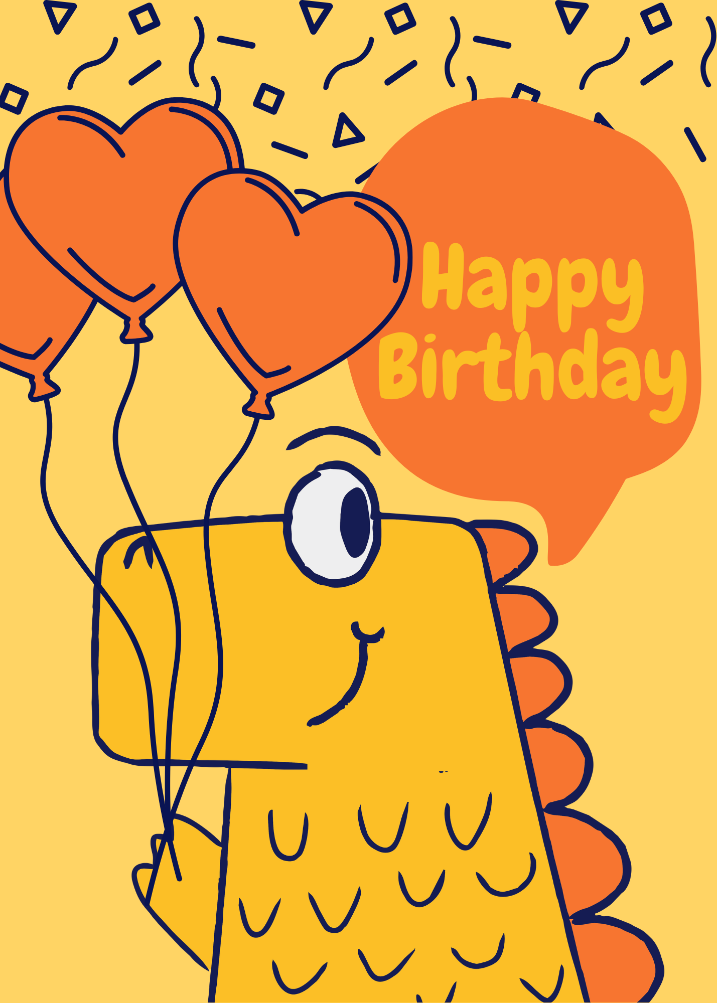 Yellow Birthday Dinosaur