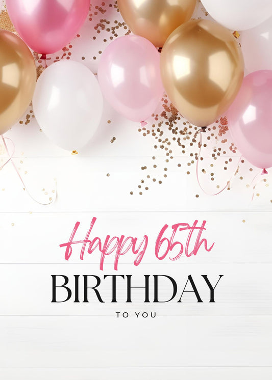 65th Birthday Pink Balloons